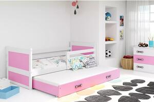 Detská posteľ s výsuvnou posteľou RICO 190x80 cm Biela Ružová