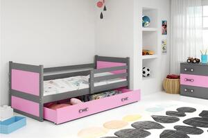 Detská posteľ RICO 200x90 cm Sivá Ružová