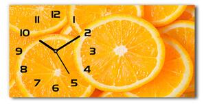 Vodorovné Sklenené hodiny na stenu Plátok pomaranča