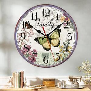 Veselá Stena Drevené nástenné hodiny Motýľ