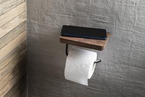Sapho SKA držiak toaletného papiera s poličkou 15x10x12cm, čierna mat/orech