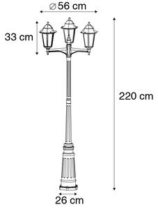 Vonkajší lampáš čierny 220 cm 3-svetlo IP44 - Havana