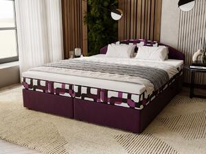 Manželská posteľ 180x200 LIZANA 3 s úložným priestorom - fialová / vzor 2