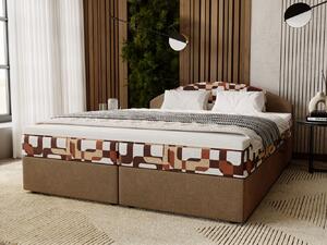Manželská posteľ 140x200 LIZANA 3 s úložným priestorom - béžová / vzor 1