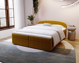 Čalúnená posteľ 140x200 KIRSTEN 2 s úložným priestorom - horčicová