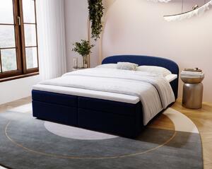 Čalúnená posteľ 160x200 KIRSTEN 2 s úložným priestorom - tmavo modrá