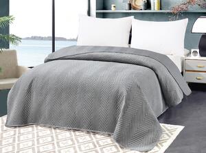 Sivý zamatový prehoz na posteľ so vzorom ARROW VELVET Rozmer: 200 x 220 cm