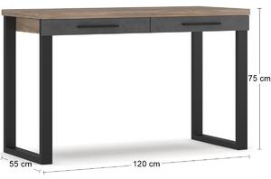 Písací stôl so zásuvkami Ovida 120 2DRWS - craft tobaco / matera