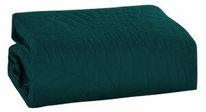 Tyrkysový přehoz na postel se vzorem LEAVES Rozmer: 170 x 210 cm