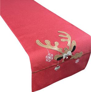 Vianočná štóla červenej farby s aplikáciou soba Šírka: 40 cm | Dĺžka: 85 cm