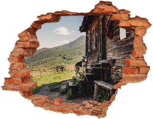 Nálepka diera na stenu Drevený horský dom nd-c-131816797