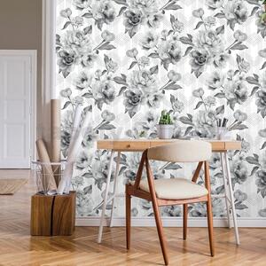 Papierové tapety na stenu IMPOL A58509, rozmer 10,05 m x 0,53 m, sivé kvety na bielom podklade, IMPOL TRADE