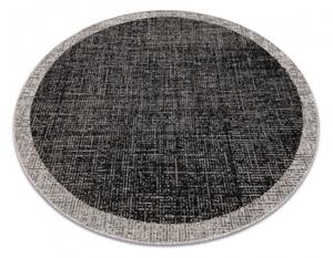 Koberec SIZAL FLOORLUX kruh 20401 Ramka čierny/strieborný