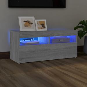 TV skrinka s LED svetlami sivý dub sonoma 90x35x40 cm