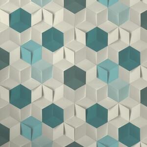 Vliesové tapety na stenu IMPOL TRADE 622317, rozmer 10,05 m x 0,53 m, hexagony 3D modré, IMPOL TRADE