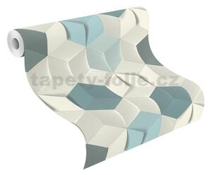 Vliesové tapety na stenu IMPOL TRADE 622317, rozmer 10,05 m x 0,53 m, hexagony 3D modré, IMPOL TRADE