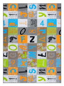 Koberec JUMPY Patchwork sivý/pomarančový/nebeský