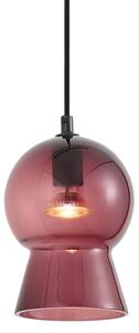 Retro závesná lampa čierna s fialovým sklom pre 1-fázový koľajnicový systém - Iconic Bell