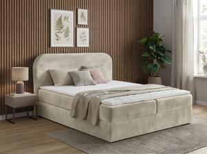 Čalúnená posteľ boxspring FORENA 140x200 cm krémová Matrac: Matrac Bonell pružinový
