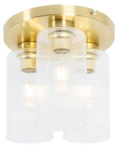 Art Deco stropné svietidlo zlaté so sklom 3-svetlo - Laura