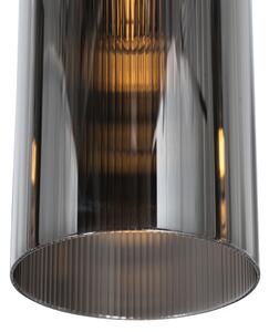 Art Deco závesná lampa čierna s dymovým sklom 4-svetlá - Laura