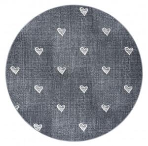 Koberec HEARTS kruh Jeans - sivý