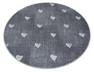 Koberec HEARTS kruh Jeans - sivý