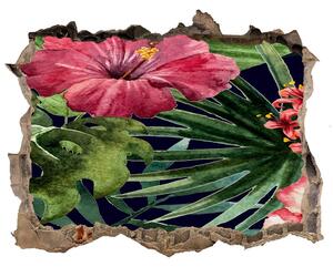Nálepka 3D díra na zeď Tropické kvety nd-k-74294339