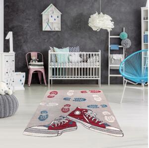 Koberec TOYS 75325 Tenisky - sivý / červený, fuksia