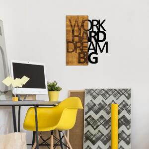 Wallity Nástenná drevená dekorácia WORK DREAM hnedá/čierna
