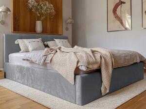 Čalúnená manželská posteľ s úložným priestorom Ingrit - sivá Rozmer: 160x200