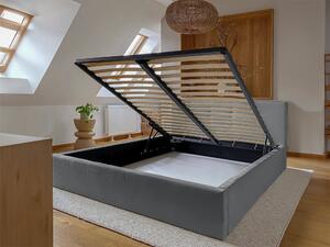 Čalúnená manželská posteľ s úložným priestorom Ingrit - sivá Rozmer: 160x200