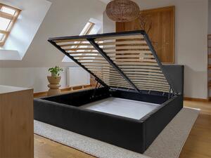Čalúnená manželská posteľ s úložným priestorom Ingrit - tmavo sivá Rozmer: 140x200