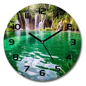 Sklenené hodiny okrúhle Plitvické jazero