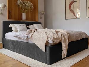 Čalúnená manželská posteľ s úložným priestorom Ingrit - tmavo sivá Rozmer: 160x200