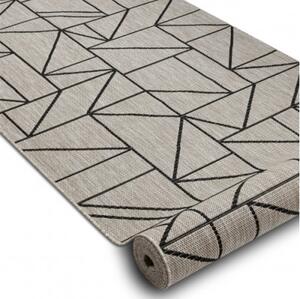 Behúň SIZAL FLOORLUX 20605 trojuholníky geometrický - strieborný, čierny
