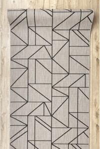 Behúň SIZAL FLOORLUX 20605 trojuholníky geometrický - strieborný, čierny