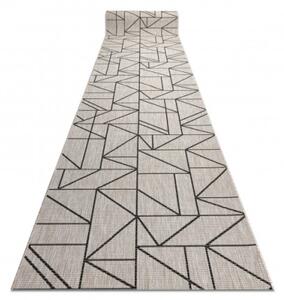 Behúň SIZAL FLOORLUX 20605 trojuholníky geometrický - strieborný, čierny