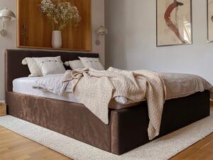 Čalúnená manželská posteľ s úložným priestorom Ingrit - hnedá Rozmer: 180x200