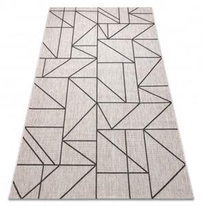 Koberec SIZAL FLOORLUX 20605 geometrický trojuholník - strieborný / čierny