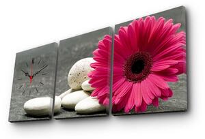 Hanah Home Obrazové nástenné hodiny Gerbera 96x40 cm viacfarebné