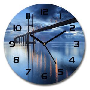 Sklenené hodiny okrúhle Osvetlený most