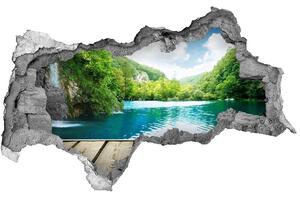 Diera 3D v stene nálepka Vodopád v lese nd-b-55082996