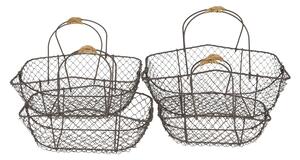 Set 4 drôtených košíkov s ušami Filaire - 38 * 28 * 15 * 36/34 * 23 * 32/31 * 20 * 27/27 * 17 * 24 cm - Clayre & Eef