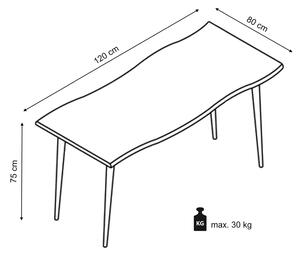 Jedálenský stôl Larson 120x80 - dub / čierna