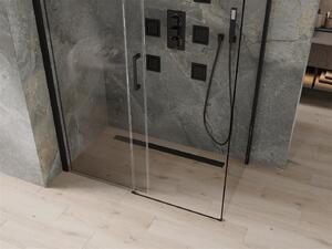 Mexen OMEGA sprchovací kút 130x70cm, 8mm sklo, čierny profil-číre sklo, 825-130-070-70-00