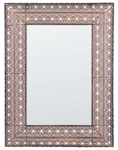 Nástenné závesné zrkadlo medené 69 x 90 cm obdĺžnikový ozdobný rám doplnok do domácnosti dizajnový doplnok