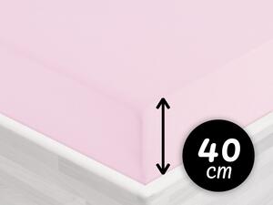 Jersey napínacie prestieradlo na extra vysoký matrac JR-032 Púdrovo ružová 140 x 200 - výška 40 cm