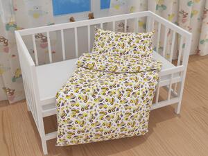 Biante Detské bavlnené posteľné obliečky do postieľky Sandra SA-291 Žlté stavebné autá na bielom Do postieľky 90x120 a 40x60 cm