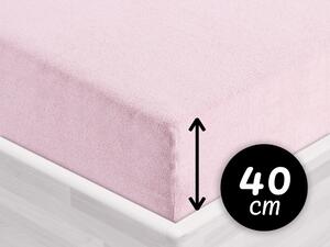 Froté napínacie prestieradlo na extra vysoký matrac FR-032 Púdrovo ružová 200 x 200 - výška 40 cm